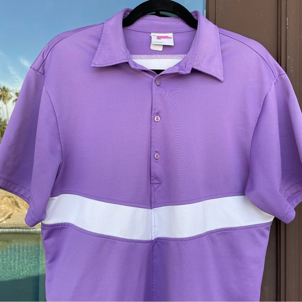 J. Lindeberg Purple and White Golf Polo L
